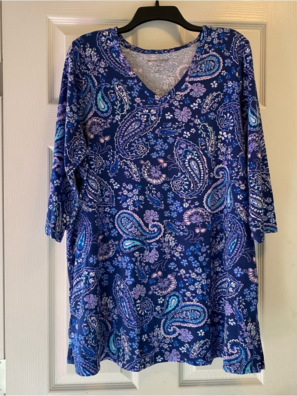 Woman Within Blue Paisley V-Neck Tunic